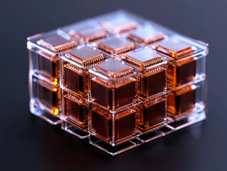 Obraz premium Transparent semiconductor with micro circuits, showcasing advanced technology