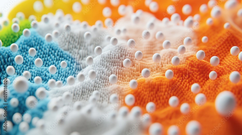 Aufkleber Colorful Abstract Texture with Soft Waves and White Spheres Creating a Playful and Engaging Visual Representation of Creativity and Innovation