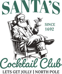 Vintage Design Santa&rsquo;s Cocktail Club - Vintage Santa with Martini Glass