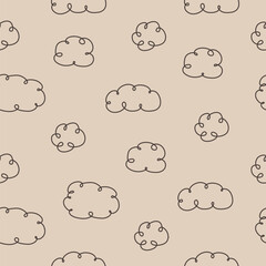 Hand drawn clouds seamless pattern background Doodle cute design Ink sketch concept Cartoon children's style Fashion print for clothes apparel greeting invitation card cover flyer poster ad banner