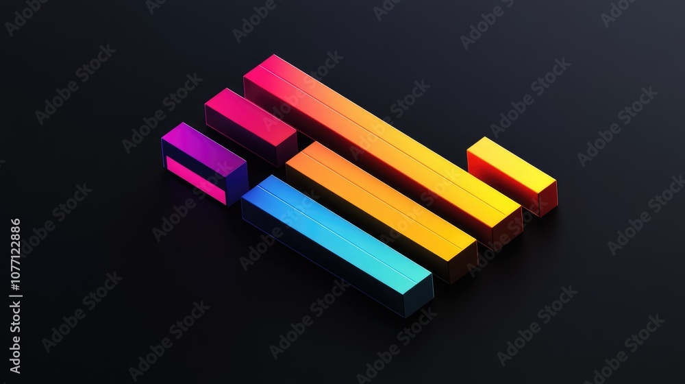 Aufkleber vibrant abstract bar graph design with color gradients on a dark background, ideal for modern graphi