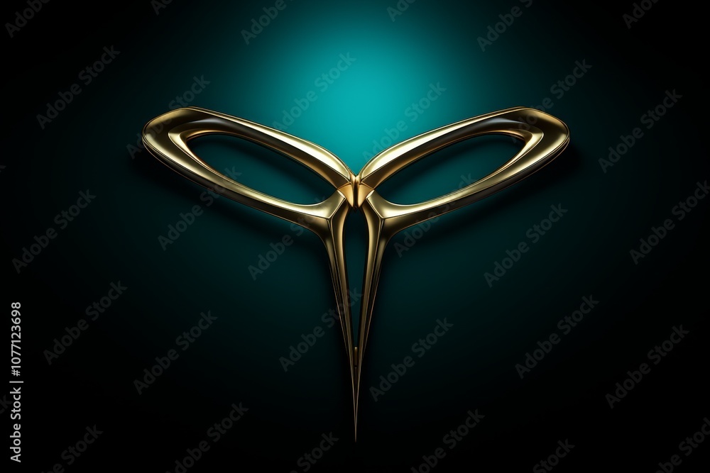 Poster elegant minimalist emerald green monogram design with simple lines and shapes on clean background