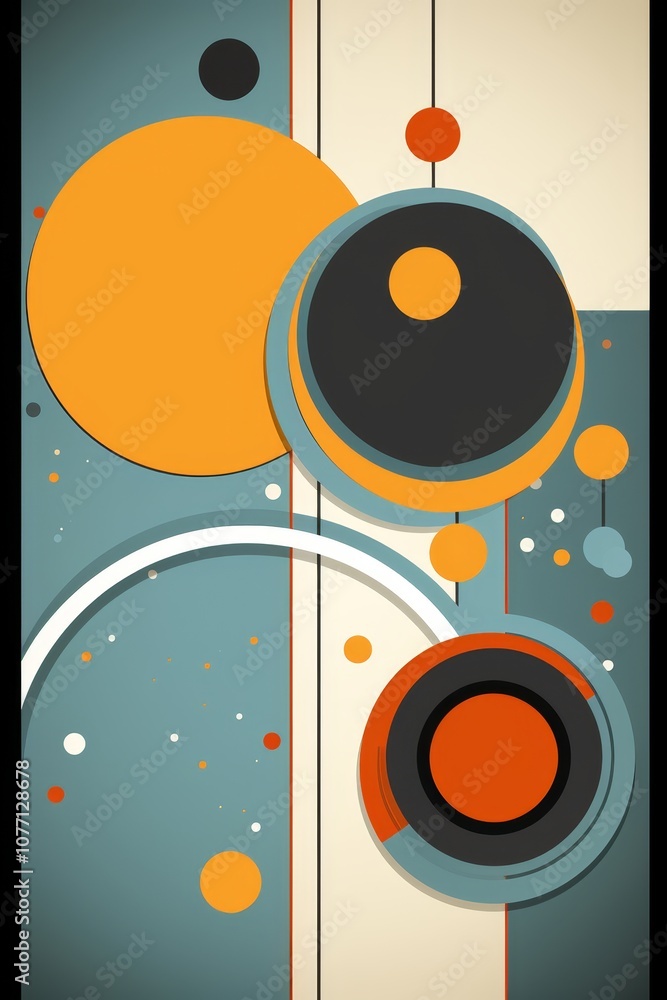 Poster minimalistic pattern design with stripes or dots in two colors for magazine space