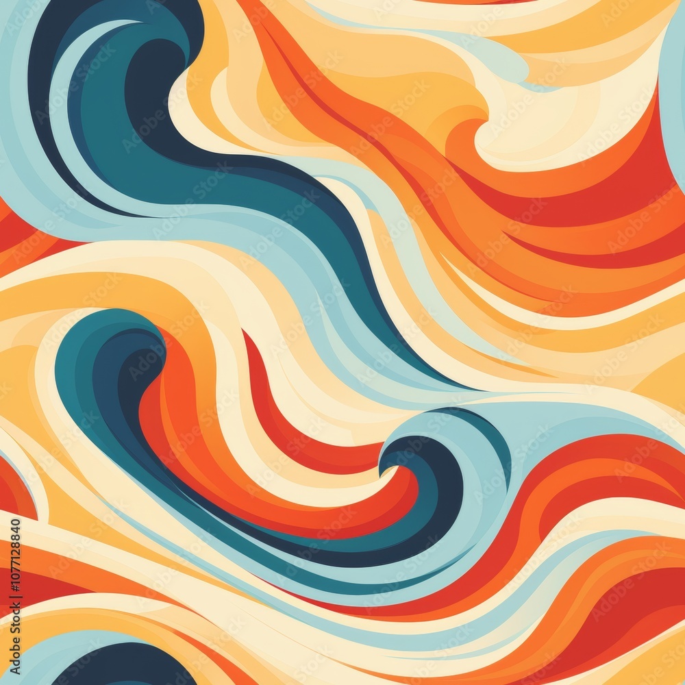 Poster abstract waves thin lines of varying shades forming a unique pattern in harmonious colors