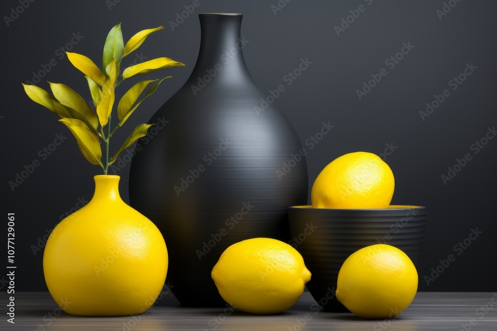 Aufkleber minimalist still life composition featuring objects in harmonious shades on a solid background