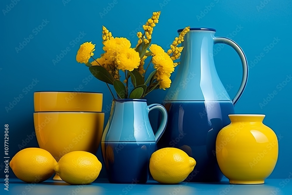 Aufkleber minimalist still life objects in varied shades of a single color against a solid background