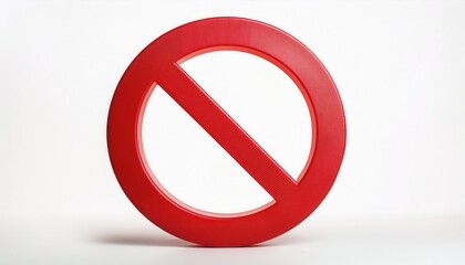 High Quality Red Prohibition Symbol on Clean White Background for Usage in No Entry, Stop, or Restricted Access Concepts for Websites, Signs, or Awareness Campaigns