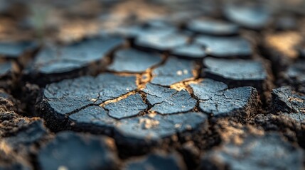 Obraz premium Climate change has caused severe drought, leaving the soil cracked and dry