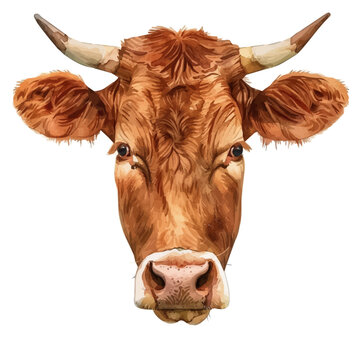 recommend clip art: A watercolor of Cow, isolated on a white background. Cow vector.