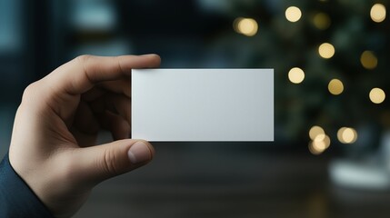 Obraz premium Hand Holding Blank Card in Cozy Setting
