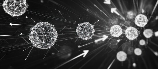 outsource concept. White arrows pointing in different directions