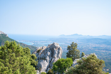 Scenic Mediterranean Landscape in Sardinia Mountain and Sea View. High quality photo