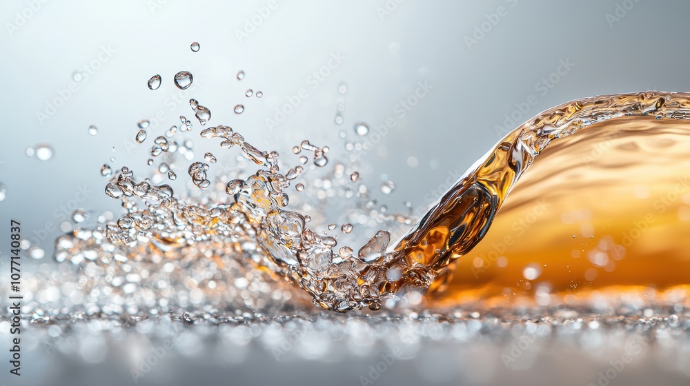 Poster macro image of an oil bubble bursting, capturing the fleeting moment and the intricate patterns crea
