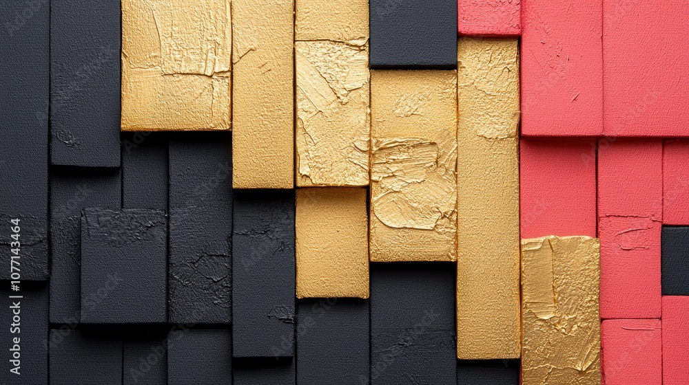 Poster a textured canvas with thick layers of gold paint, showcasing the richness and depth of the color.