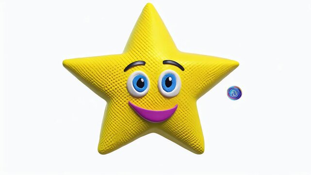 quirky 3d video render funky yellow star character made plasticine clay featuring psychedelic design inspired 2000s 90s perfect fun party invitations greeting cards creative projects sticker olated