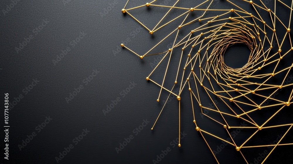 Poster a geometric pattern created with thin gold lines, forming a modern and minimalist background.