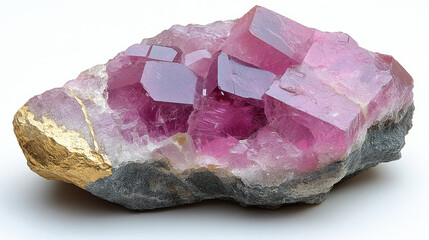 Fototapeta premium stunning pink stone with gold accents, showcasing natural beauty and elegance. vibrant hues and unique formations create captivating display of nature artistry