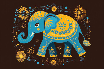 Obraz premium Indian style decorative illustration of elephant
