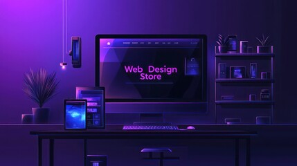 Obraz premium A sleek vector illustration a computer screen displaying 