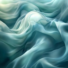 Obraz premium Soft Abstract Fluid Shapes in Pastel Green and Blue Hues