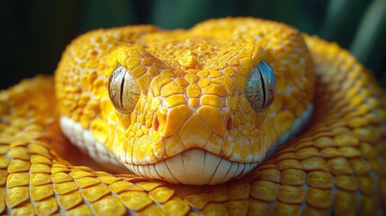 Fototapeta premium A close-up of a yellow snake with its eyes focused on the viewer.