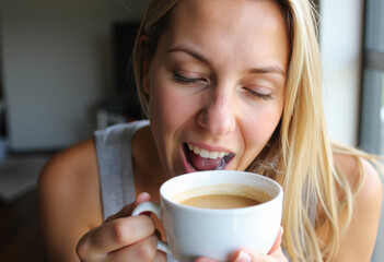 Woman enjoying coffee