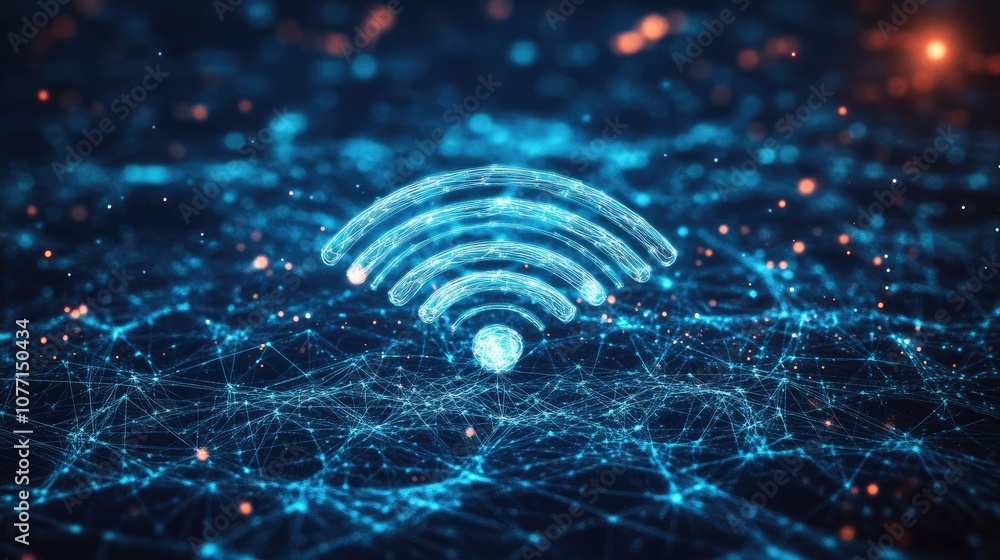 Poster futuristic digital network with wi-fi signal symbol representing connectivity in a high-tech environ