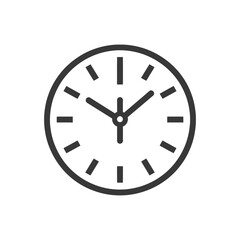 Simple Black and White Clock Icon with Hour and Minute Hands
