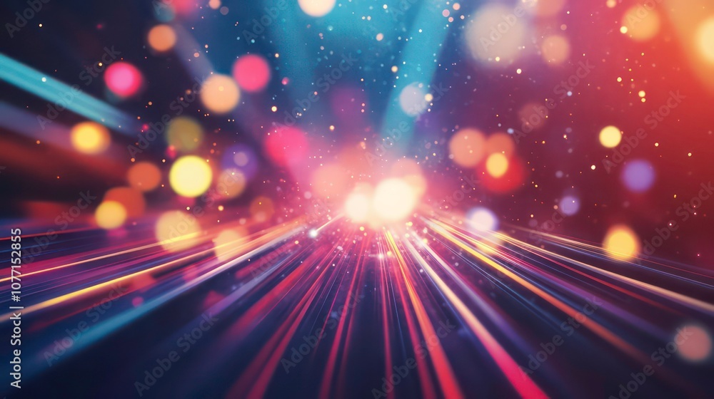 Aufkleber abstract background with bright colorful lights and glowing lines, perfect for presentations or webs