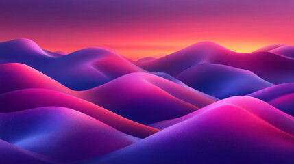 Fototapeta premium Vibrant abstract landscape with rolling hills in shades of purple and pink, evoking serene and dreamy atmosphere