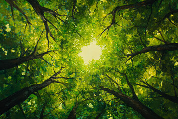Fototapeta premium A vibrant green canopy of trees.