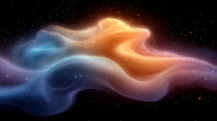 Obraz premium vibrant abstract representation of cosmic scene with swirling colors of orange and blue, evoking sense of wonder and tranquility in vastness of space