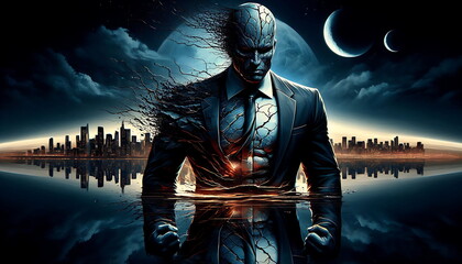 Creating a New Path in Business and Never Giving Up , New Technology , How to Make Money ,Smart , Cybersecurity , Superhero Businessman Facing Challenges ,Company Issues,  AI , 4K , Background