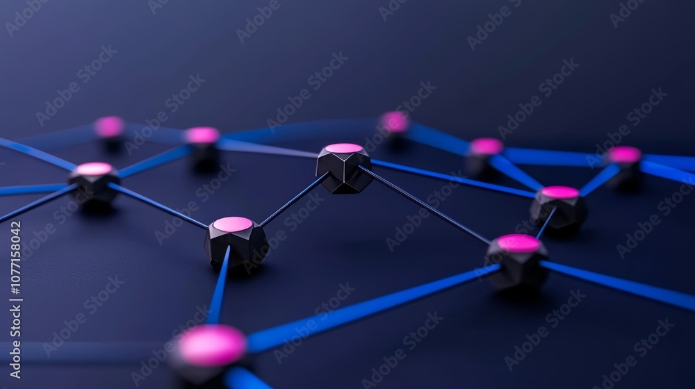 Poster artificial neurons with global data connections, abstract technology background of quantum computing