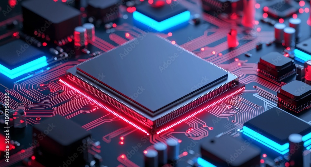 Poster embedded processors. information cpu engineering 3d background. integrated communication processors.
