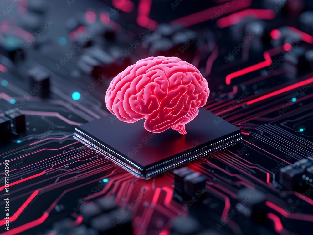 Poster it illustrates the essence of cognitive science and quantum computing through a 3d rendered human br