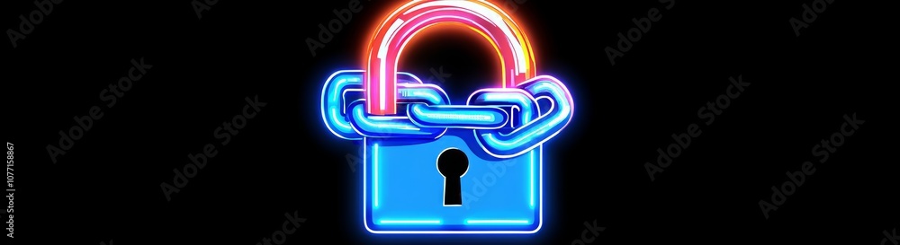 Poster future protection background blue glowing transparent background with closed padlock icon. futuristi