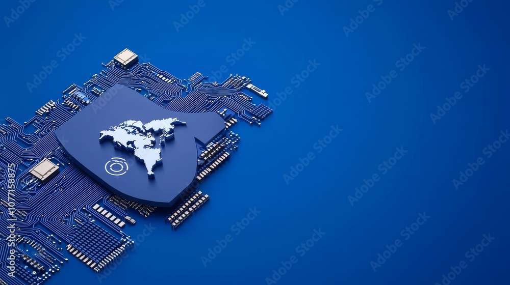 Poster cyber security, digital data network protection, future technology data network connection backgroun