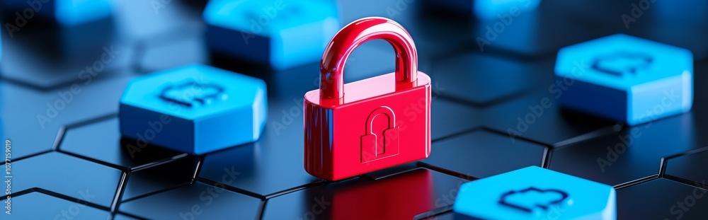 Poster data security concept. cyber crime and virus alert. 3d rendering of cyber attacks.