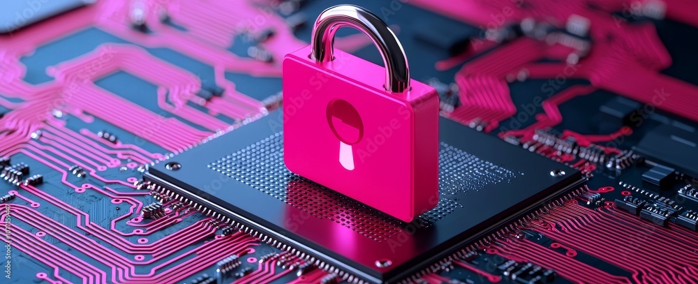 Poster concept of cyber security data privacy on a virtual screen.
