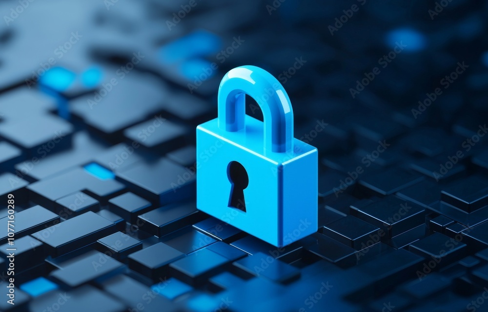Poster concept of cyber security and data security. stock photo