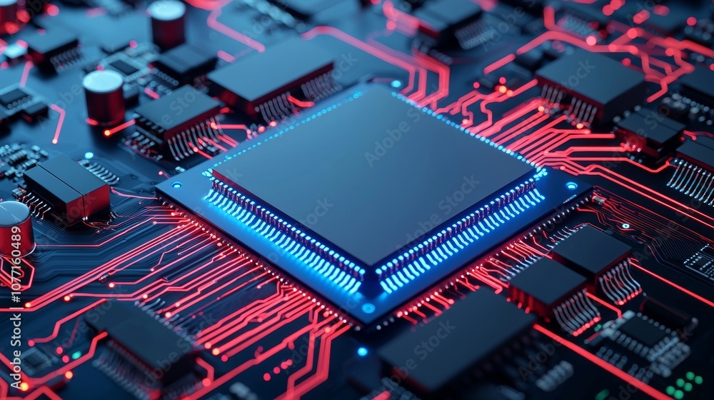 Poster the background of a quantum computing system is an abstract technology background with artificial ne