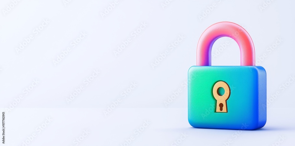 Poster an illustration of cyber security and data protection on a white background with a padlock and a net