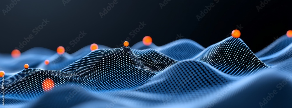 Poster an abstract technology background with an artificial neuron network, global data links, and pixels c