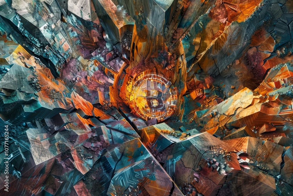 Poster an abstract painting filled with a multitude of colors and shapes, creating a vivid and dynamic comp