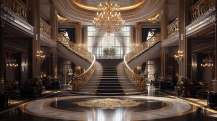 Obraz premium Grand Staircase in a Luxurious Mansion