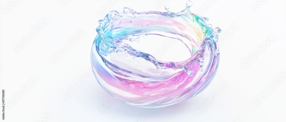 Poster an intricate and abstract representation of dynamic water splashes featuring colorful gel effects al