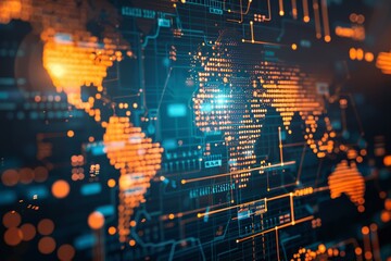 Glowing Lights of Global Cryptocurrency Impact, Visualize the global impact of cryptocurrencies on the traditional banking system and economic structures