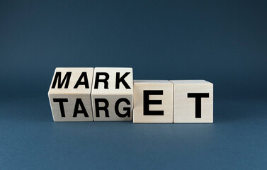 Wooden blocks spelling out MARKET and TARGET