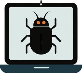 Computer bug icon software or program vector image Shilouette